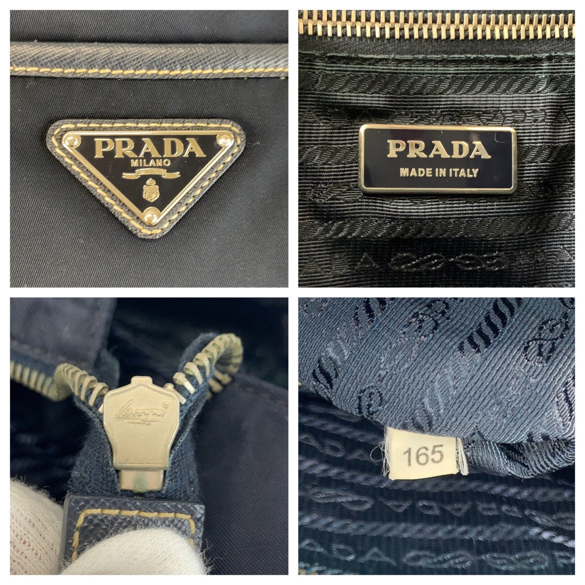 22960
PRADA Tessuto Triangle Logo Plate Navy Silver Hardware Nylon / Leather Tote Bag Shoulder Bag Ladies ABP35