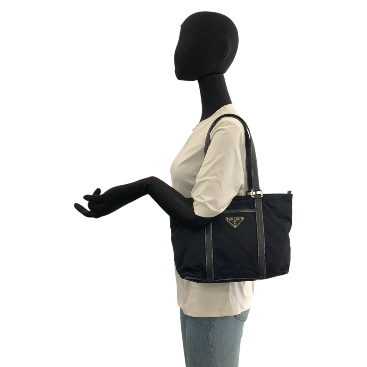 22960
PRADA Tessuto Triangle Logo Plate Navy Silver Hardware Nylon / Leather Tote Bag Shoulder Bag Ladies ABP35