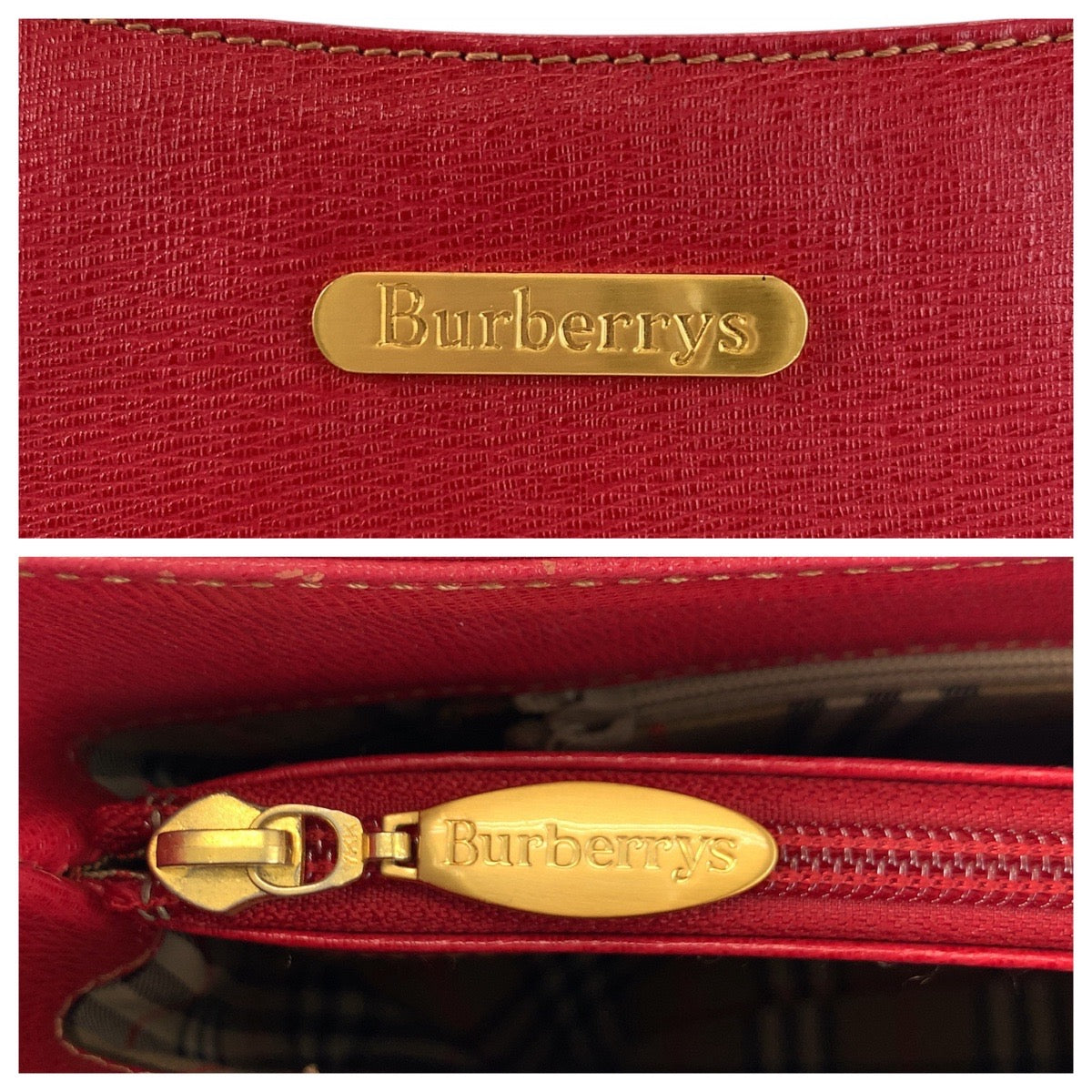 22961
Burberrys バーバリーズ 中チェック柄 レッド ゴールド金具 レザー ショルダーバッグ レディース A35