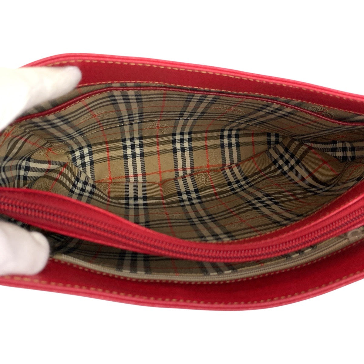 22961
Burberrys バーバリーズ 中チェック柄 レッド ゴールド金具 レザー ショルダーバッグ レディース A35