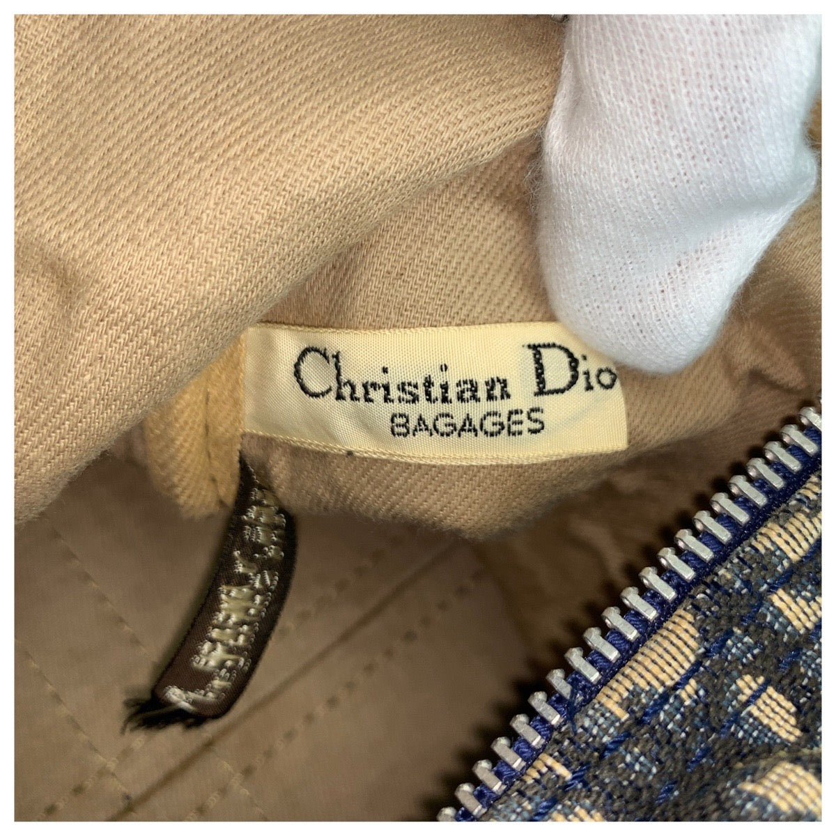 22962
Christian Dior Vintage Trotter Navy Silver Hardware Canvas / Leather Handbag Mini Boston Bag Ladies ABP44