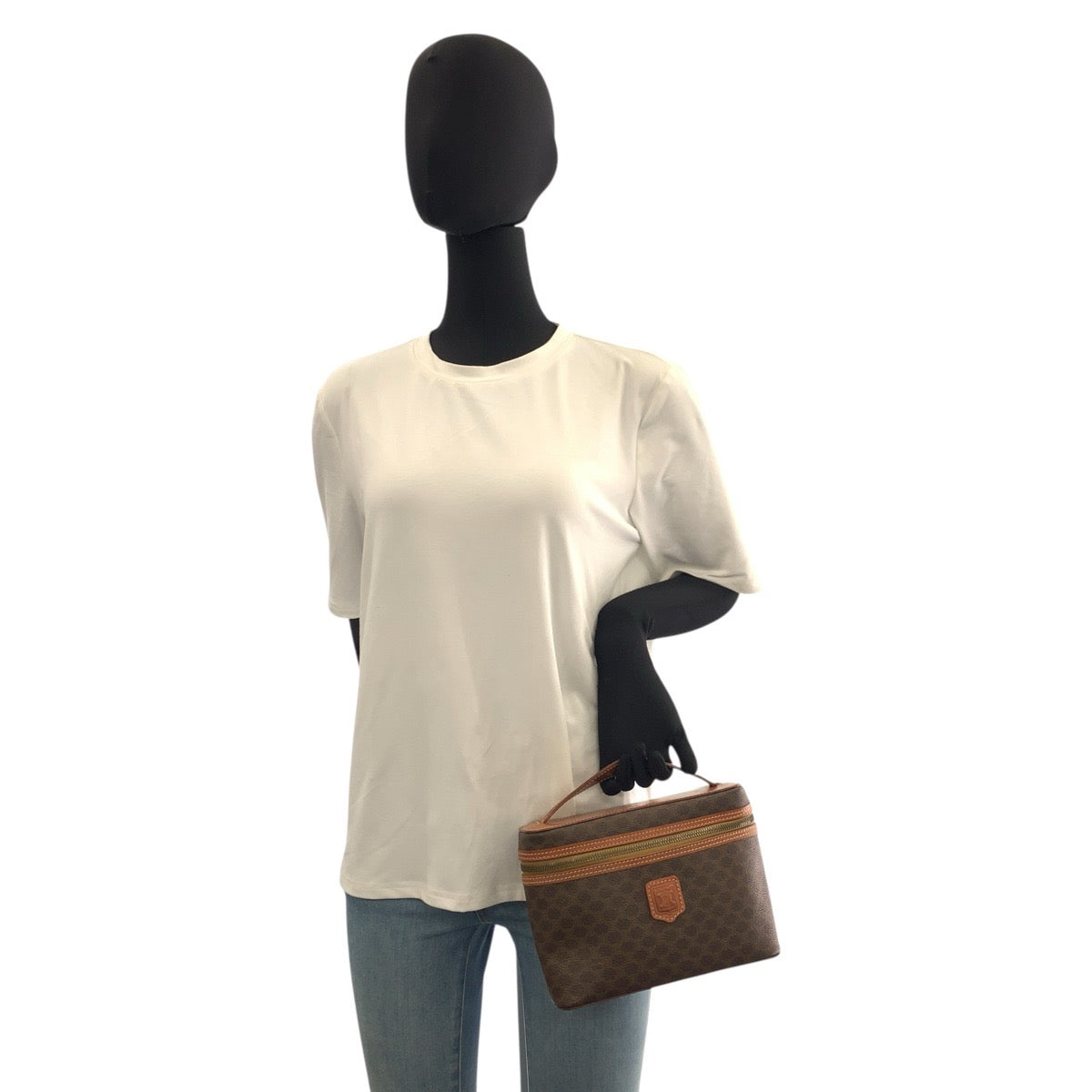 22963
CELINE セリーヌ マカダム ブラウン ゴールド金具 PVC / レザー MC96 ハンドバッグ バニティバッグ レディース ABP21