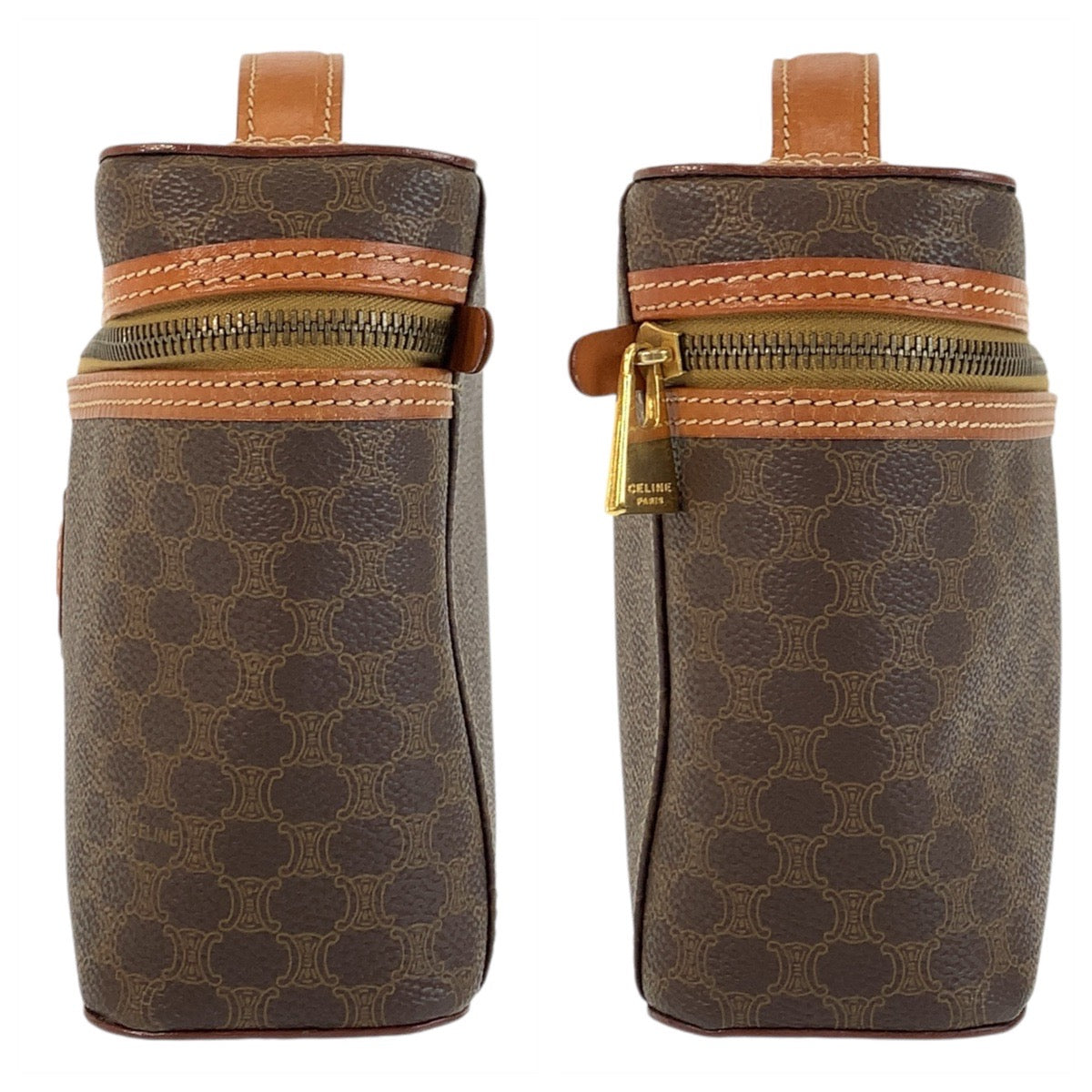 22963
CELINE セリーヌ マカダム ブラウン ゴールド金具 PVC / レザー MC96 ハンドバッグ バニティバッグ レディース ABP21