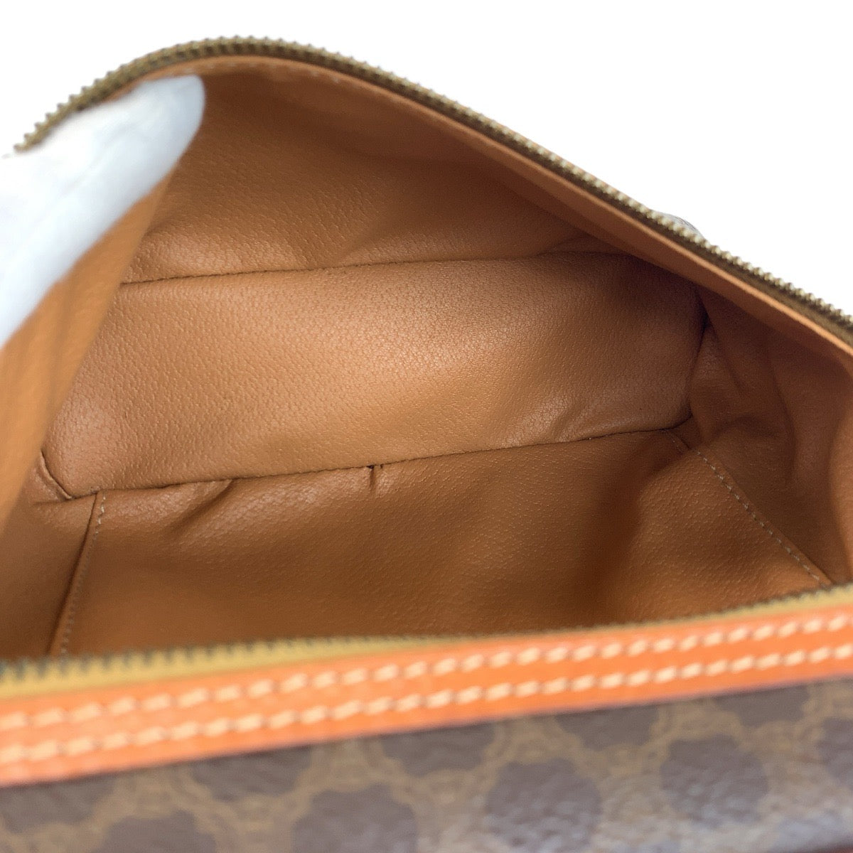 22963
CELINE セリーヌ マカダム ブラウン ゴールド金具 PVC / レザー MC96 ハンドバッグ バニティバッグ レディース ABP21