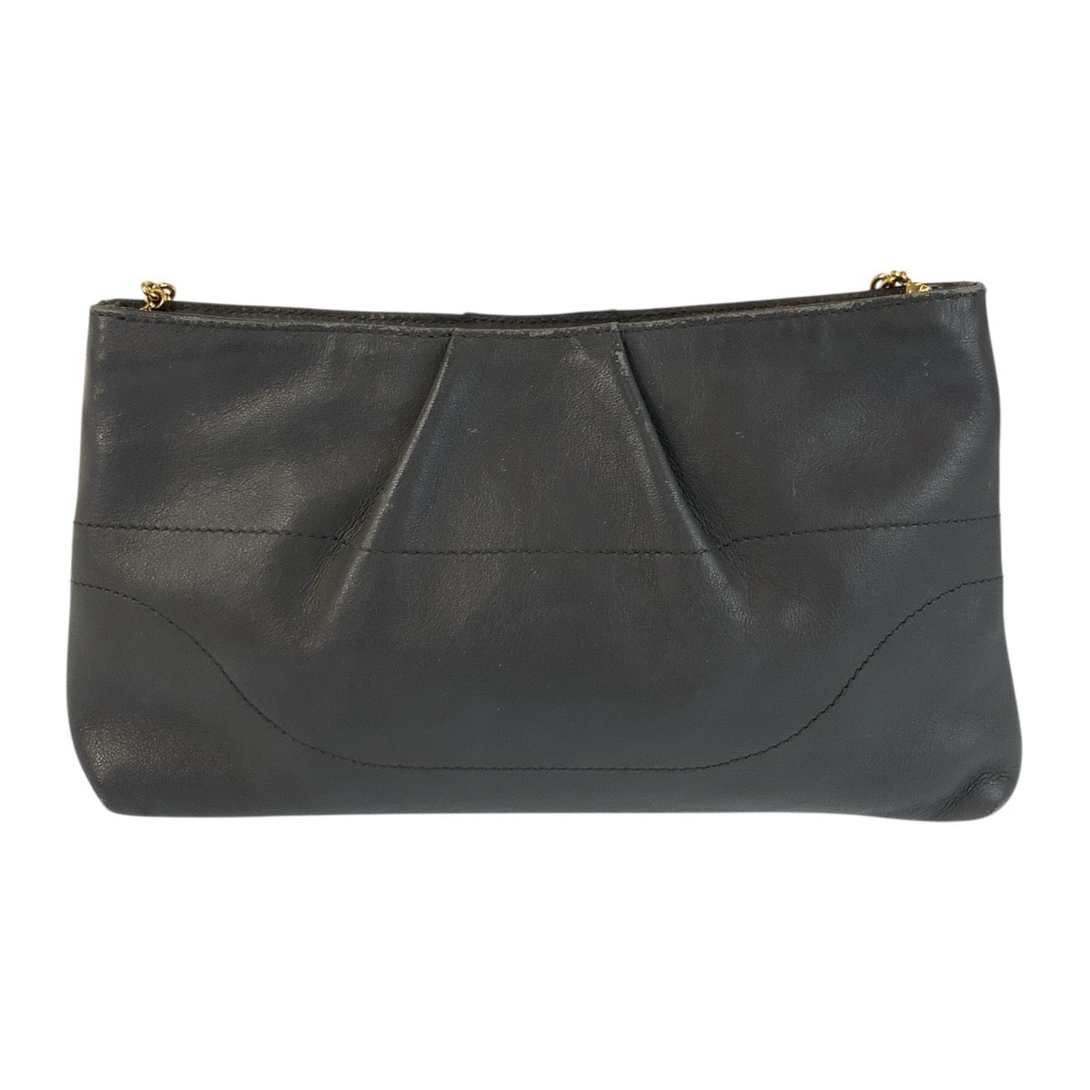 22971
Salvatore Ferragamo Gancini Grey Gold Hardware Leather AU-22/B588 Chain Shoulder Bag Pochette Ladies ABP21