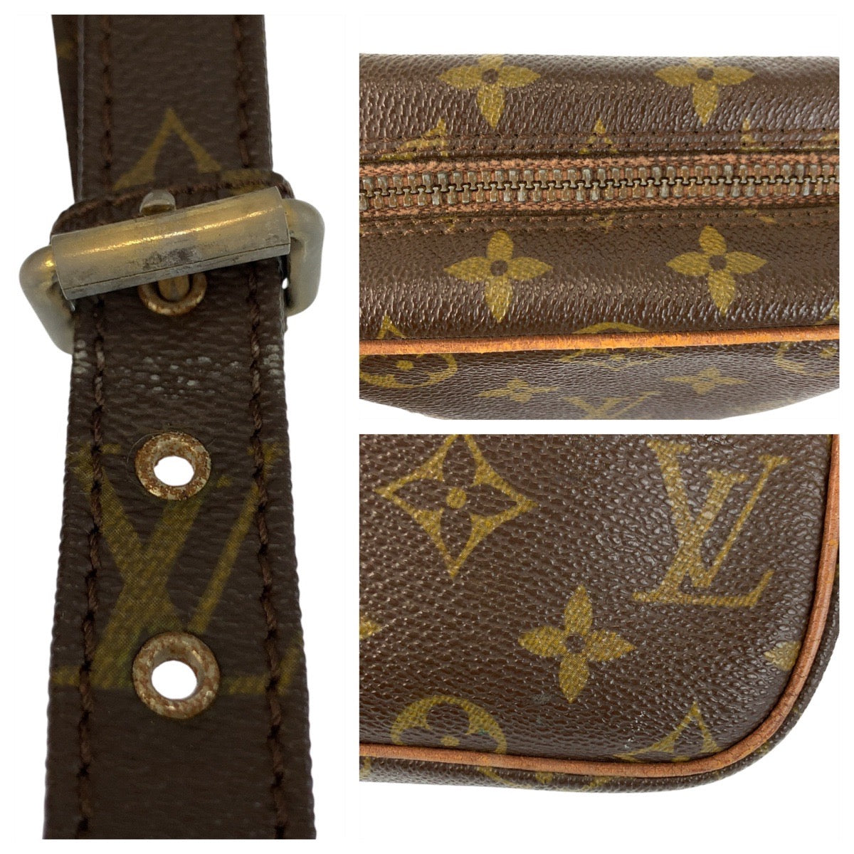 22973
LOUIS VUITTON ルイヴィトン モノグラム ダヌーブ ブラウン ゴールド金具 PVC M3552 ショルダーバッグ ポシェット レディース AB35