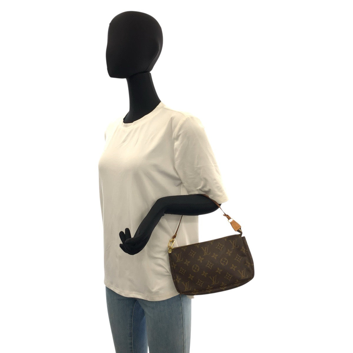 22974
LOUIS VUITTON ルイヴィトン モノグラム ポシェット アクセソワール ブラウン ゴールド金具 PVC / レザー M51980 ハンドバッグ アクセサリーポーチ レディース AB50