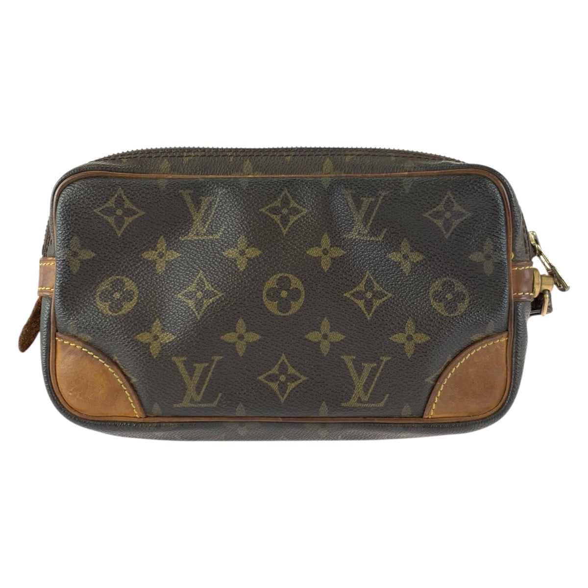 22976
LOUIS VUITTON ルイヴィトン モノグラム マルリードラゴンヌPM ブラウン ゴールド金具 PVC / レザー M51827 クラッチバッグ セカンドバッグ メンズ AB21