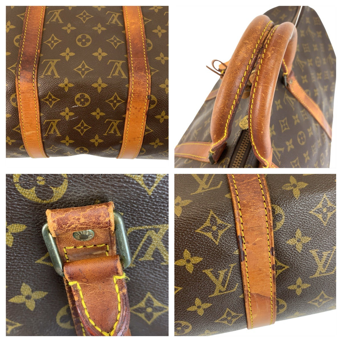 22977
LOUIS VUITTON Monogram Keepall 50 Brown Gold Hardware PVC / Leather M41426 Boston Bag Handbag Ladies B28