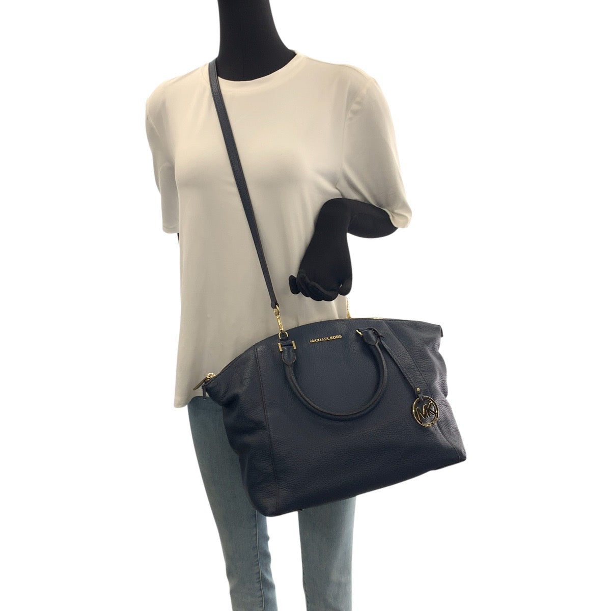 22978
Michael Kors 2-way Navy Gold Hardware Leather Shoulder Bag Tote Bag Ladies ABP7