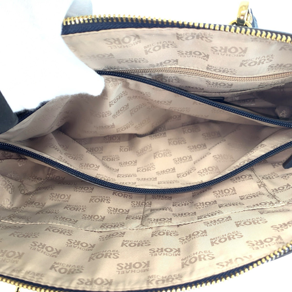 22978
Michael Kors 2-way Navy Gold Hardware Leather Shoulder Bag Tote Bag Ladies ABP7