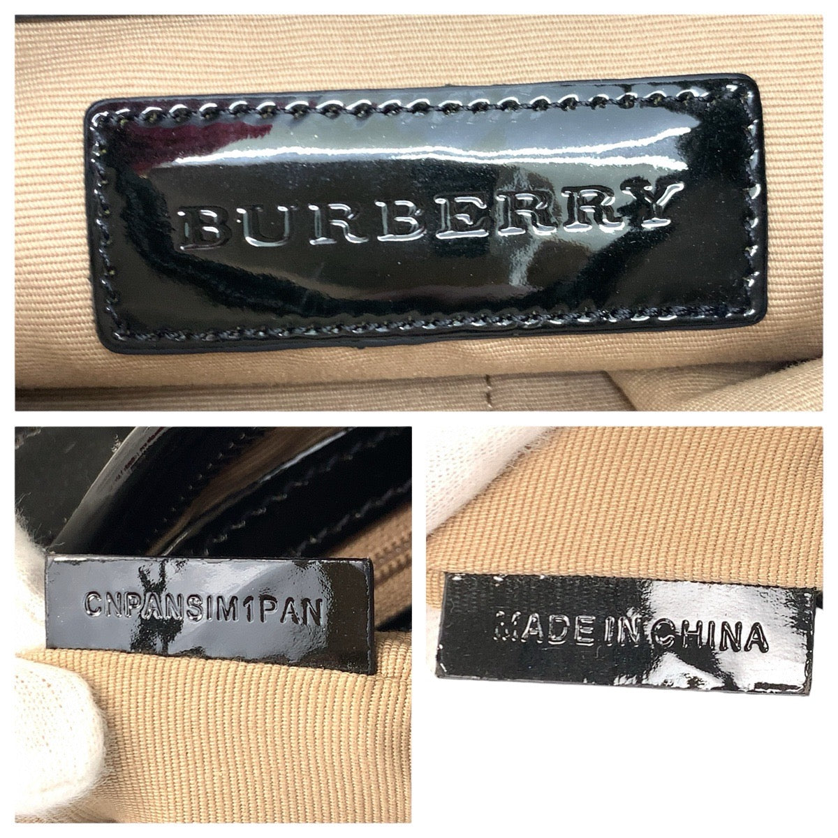22981
BURBERRY バーバリー チェック柄 ベージュ ブラック ガンメタ金具 PVC / パテントレザー ショルダーバッグ メッセンジャーバッグ レディース AB21