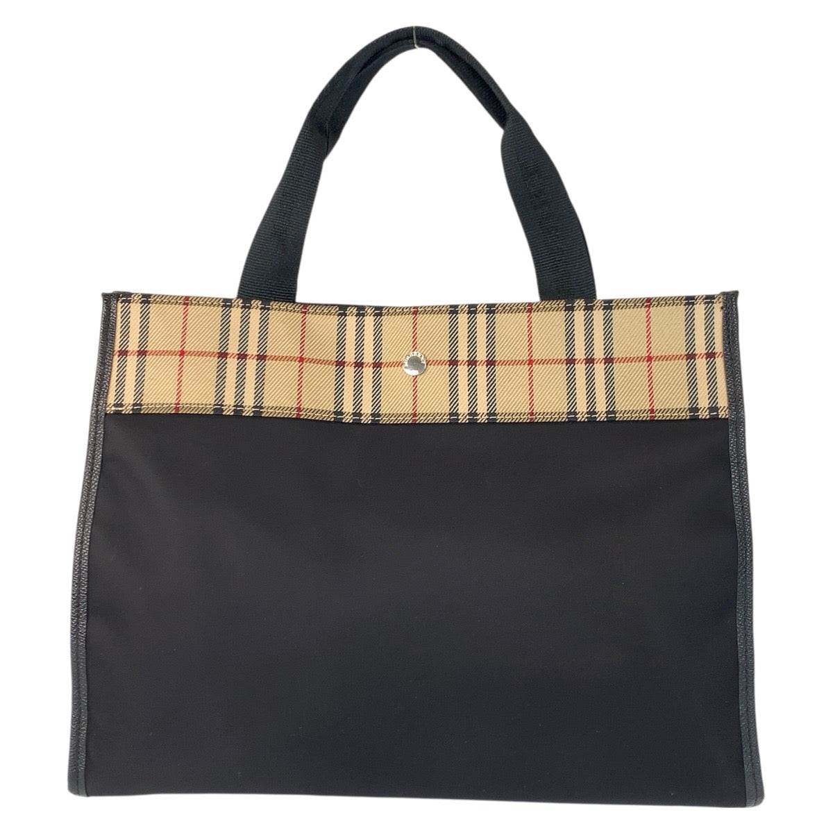22982
BURBERRY Checkered Black Beige Silver Hardware Nylon Tote Bag Handbag Women's ABP21