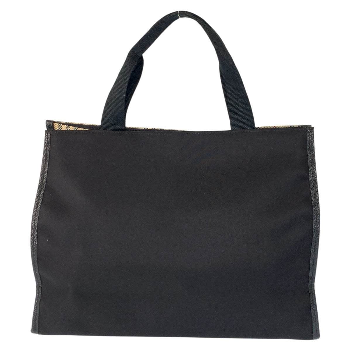 22982
BURBERRY Checkered Black Beige Silver Hardware Nylon Tote Bag Handbag Women's ABP21