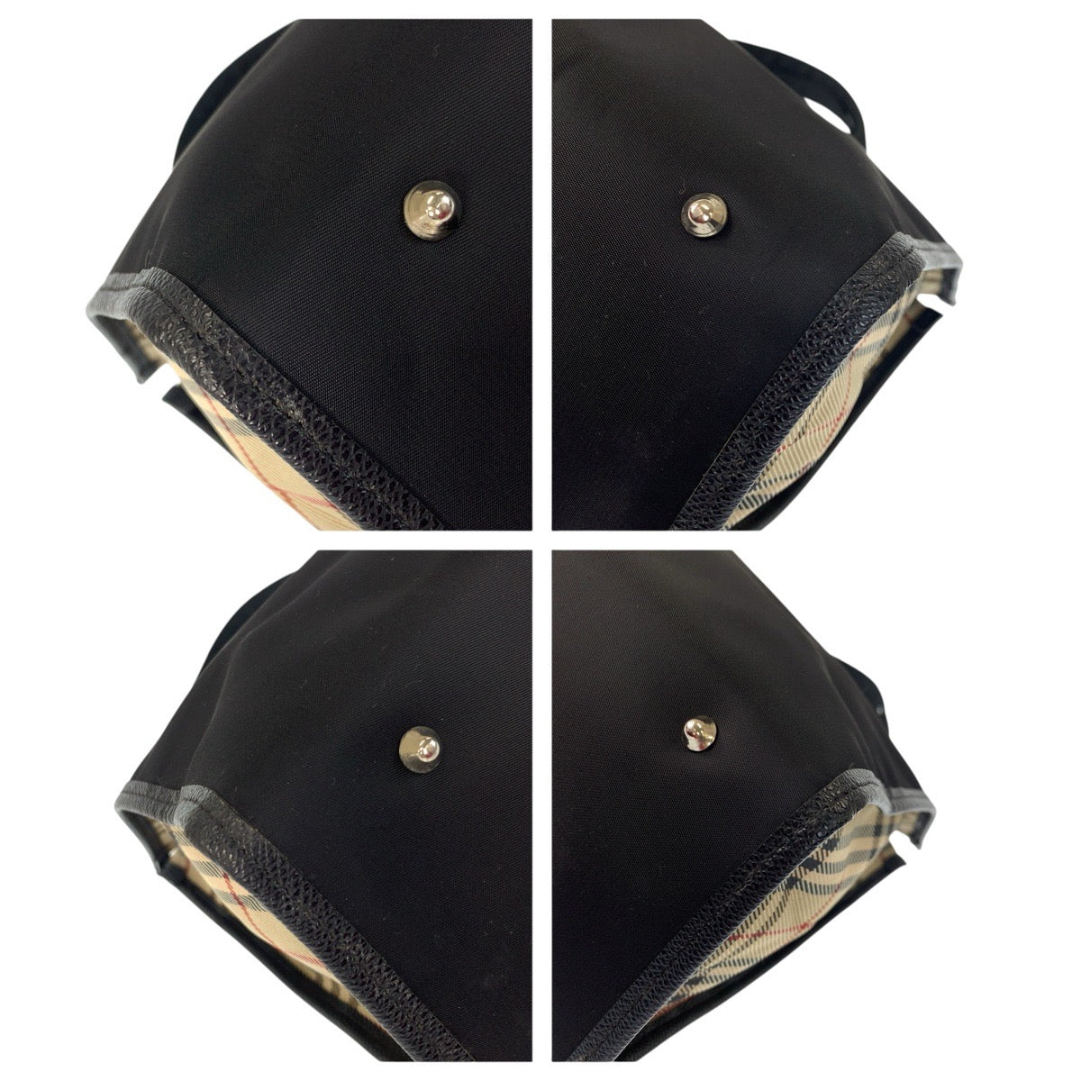 22982
BURBERRY Checkered Black Beige Silver Hardware Nylon Tote Bag Handbag Women's ABP21