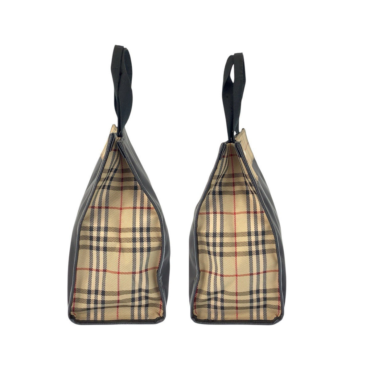 22982
BURBERRY Checkered Black Beige Silver Hardware Nylon Tote Bag Handbag Women's ABP21