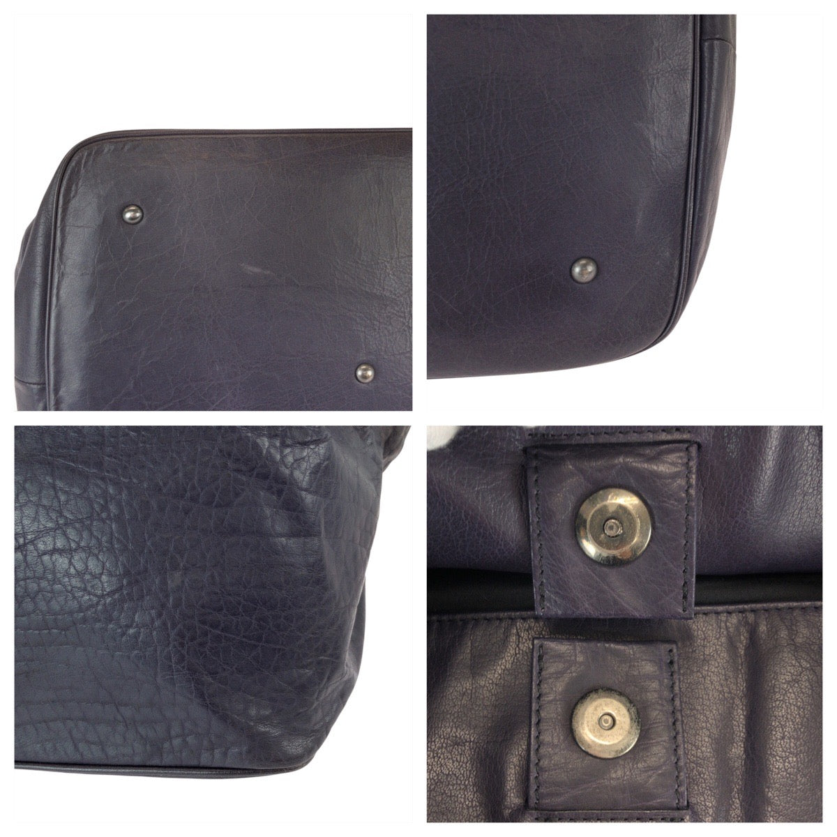 22985
JIL SANDER ジルサンダー ネイビー シルバー金具 レザー トートバッグ ハンドバッグ 男女兼用 メンズ ABP42