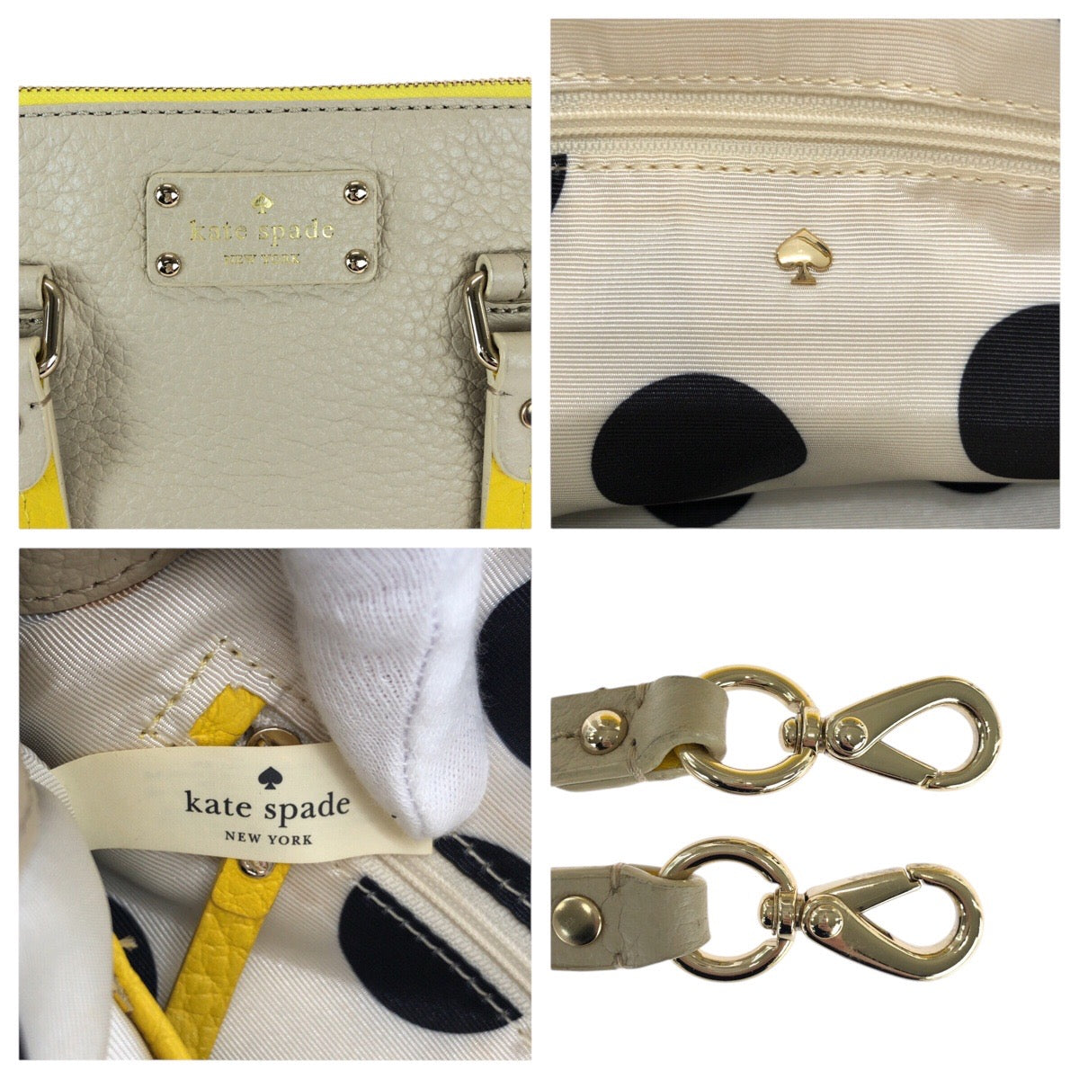 22989
Kate Spade ケイトスペード イエロー ベージュ レザー ハンドバッグ ショルダーバッグ 2way レディース AB8