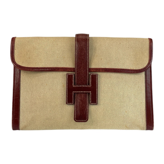 22993
HERMES エルメス Hロゴ ジジェPM ベージュ ルージュアッシュ トワルアッシュ / レザー クラッチバッグ ポーチ レディース AB35