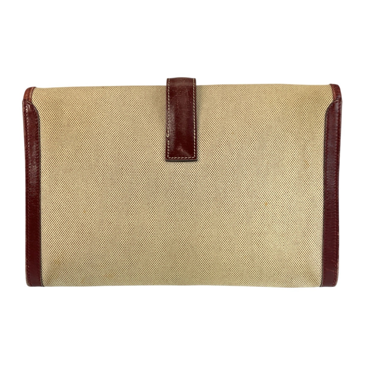 22993
HERMES H logo Jige PM Beige Rouge H Toile H / Leather Clutch Bag Pouch Ladies AB35