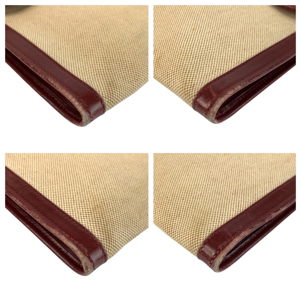 22993
HERMES H logo Jige PM Beige Rouge H Toile H / Leather Clutch Bag Pouch Ladies AB35