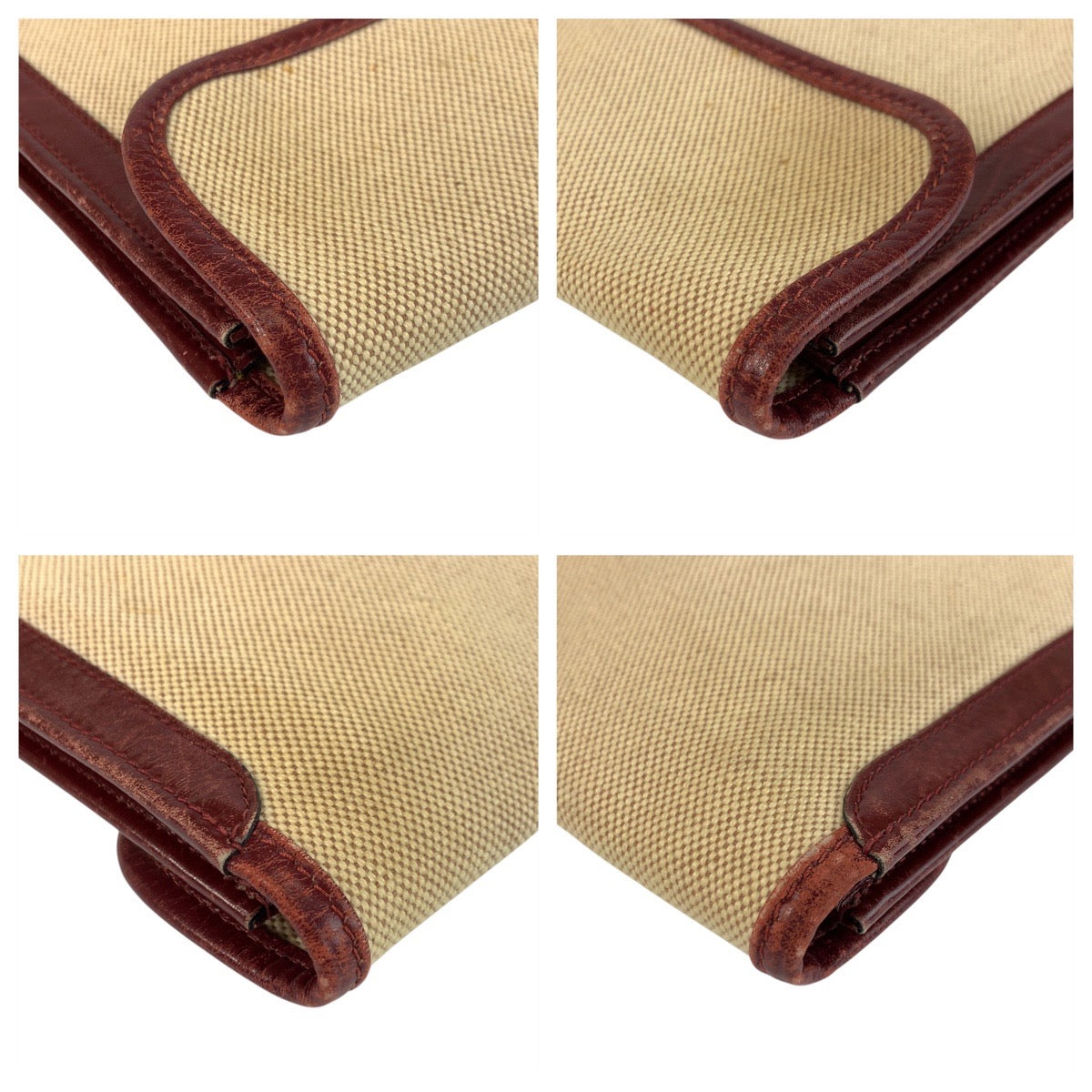 22993
HERMES H logo Jige PM Beige Rouge H Toile H / Leather Clutch Bag Pouch Ladies AB35