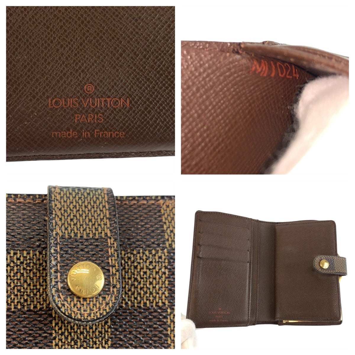 22995
LOUIS VUITTON ルイヴィトン ダミエ ポルトモネ ヴィエノワ ブラウン ゴールド金具 PVC N61664 折財布 コンパクトウォレット レディース AB10