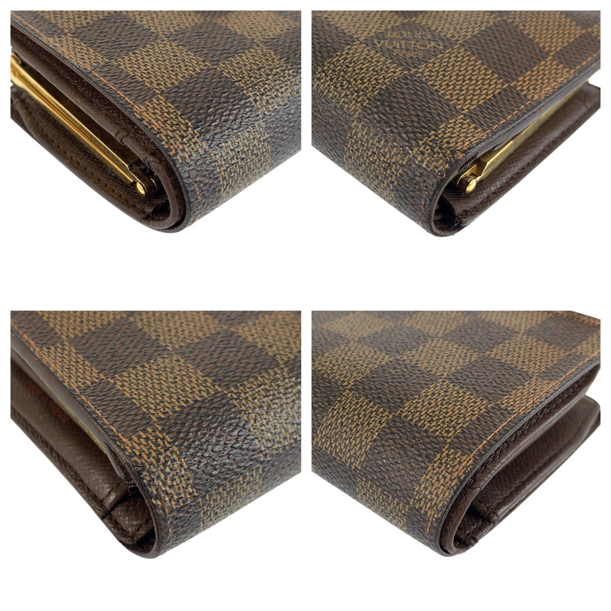 22995
LOUIS VUITTON ルイヴィトン ダミエ ポルトモネ ヴィエノワ ブラウン ゴールド金具 PVC N61664 折財布 コンパクトウォレット レディース AB10