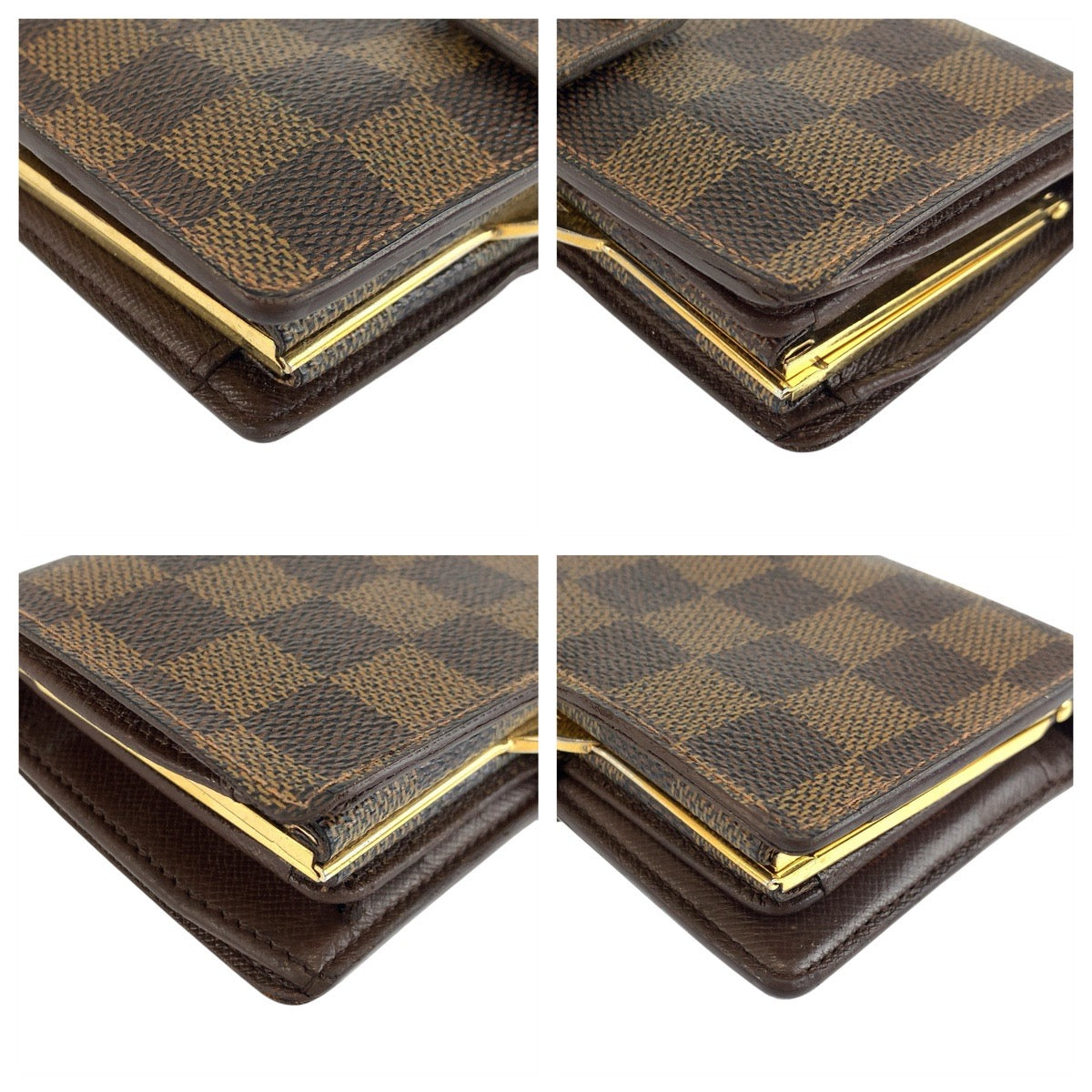 22995
LOUIS VUITTON ルイヴィトン ダミエ ポルトモネ ヴィエノワ ブラウン ゴールド金具 PVC N61664 折財布 コンパクトウォレット レディース AB10