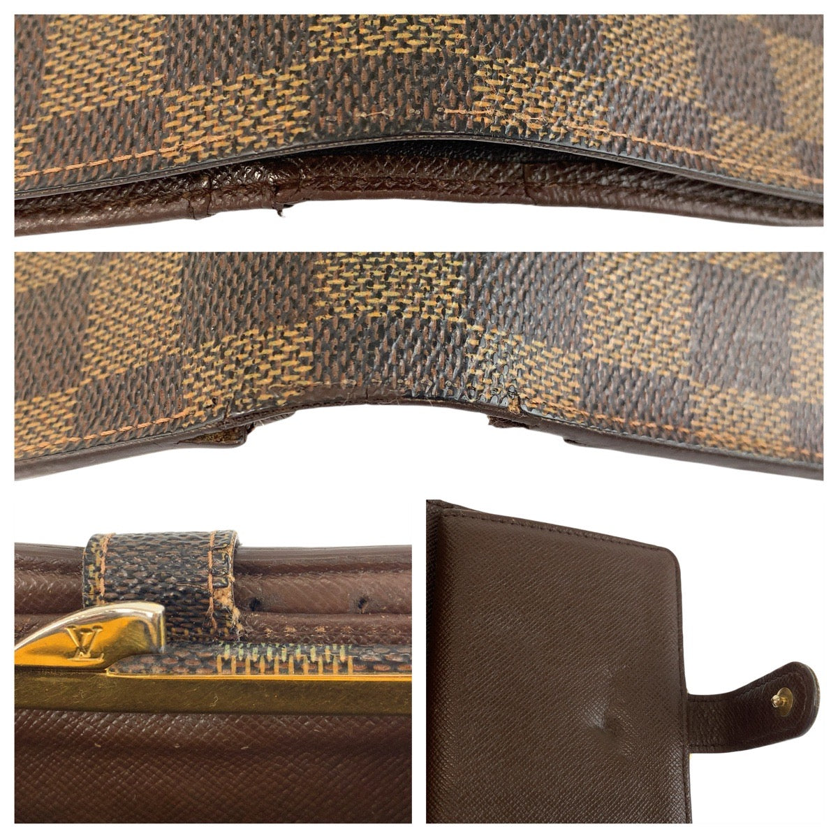 22995
LOUIS VUITTON ルイヴィトン ダミエ ポルトモネ ヴィエノワ ブラウン ゴールド金具 PVC N61664 折財布 コンパクトウォレット レディース AB10