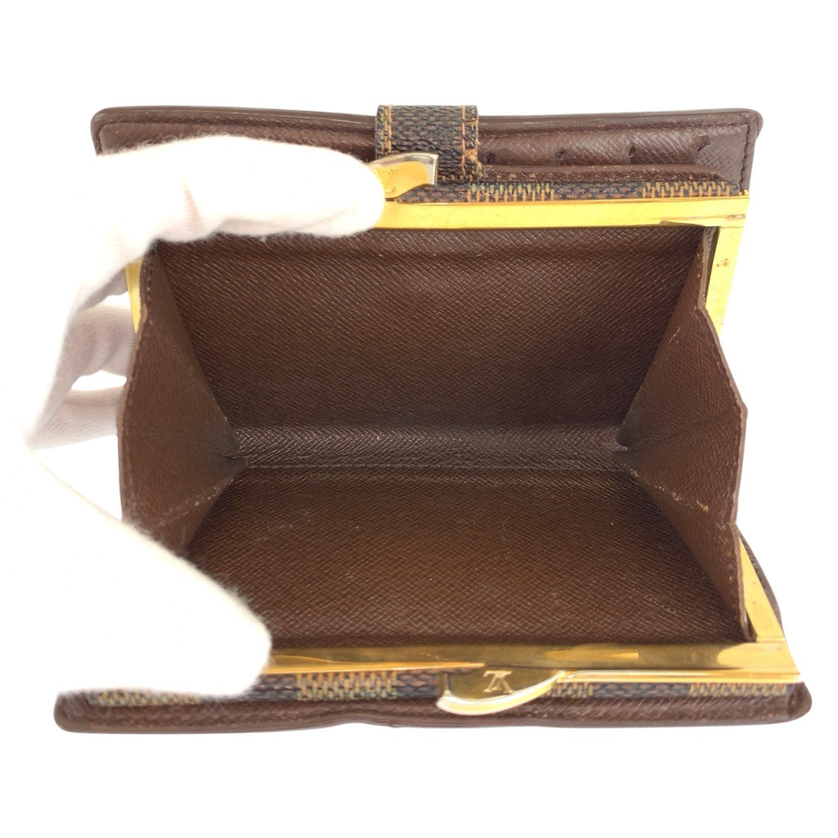 22995
LOUIS VUITTON ルイヴィトン ダミエ ポルトモネ ヴィエノワ ブラウン ゴールド金具 PVC N61664 折財布 コンパクトウォレット レディース AB10
