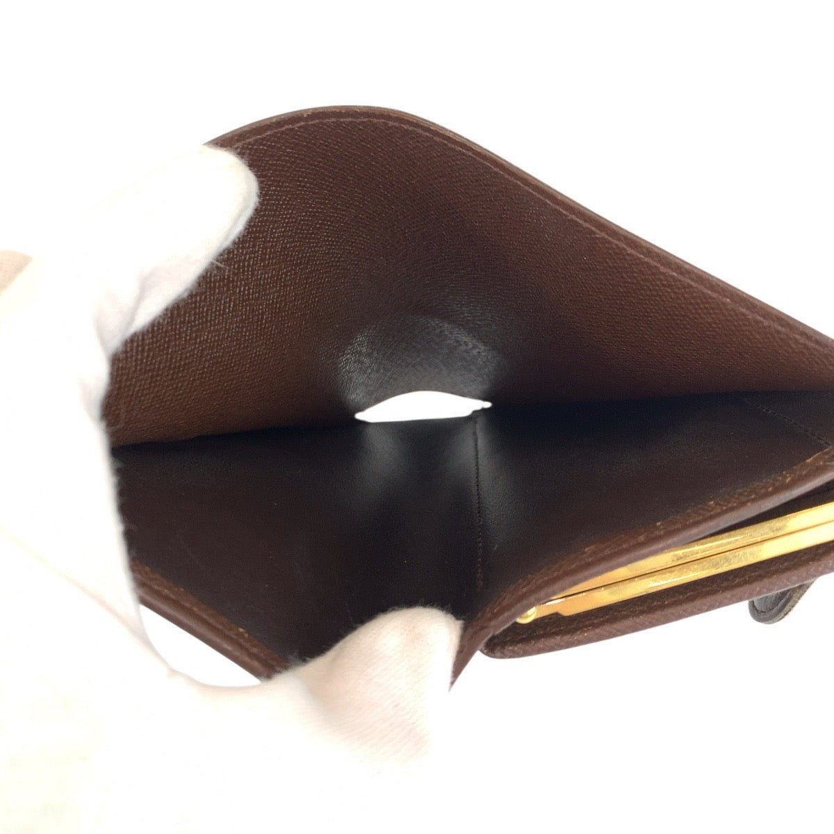 22995
LOUIS VUITTON ルイヴィトン ダミエ ポルトモネ ヴィエノワ ブラウン ゴールド金具 PVC N61664 折財布 コンパクトウォレット レディース AB10
