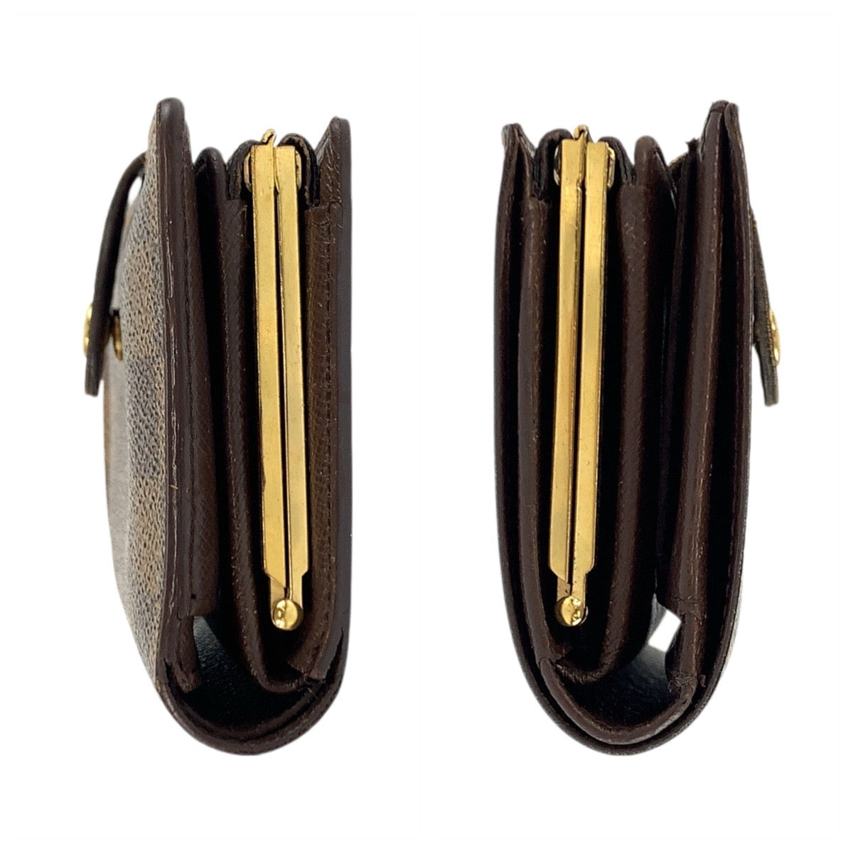 22995
LOUIS VUITTON ルイヴィトン ダミエ ポルトモネ ヴィエノワ ブラウン ゴールド金具 PVC N61664 折財布 コンパクトウォレット レディース AB10