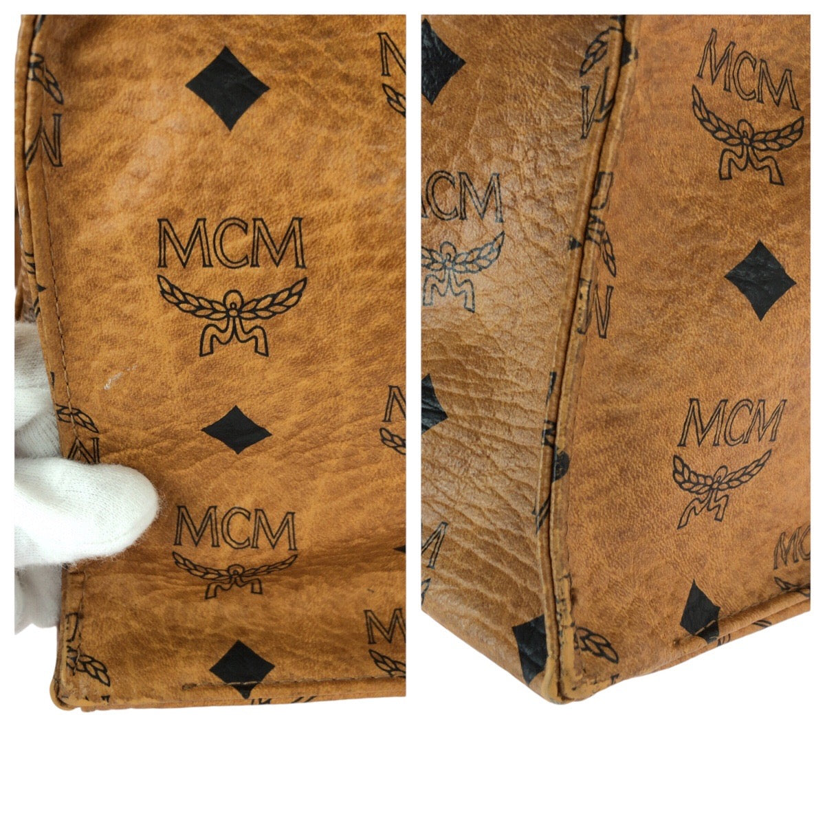 23000
MCM エム シー エム ヴィンテージ ヴィセトス ブラウン キャメル ゴールド金具 PVC ショルダーバッグ トートバッグ レディース AB21