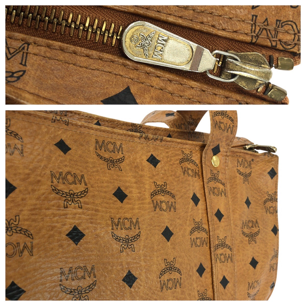 23000
MCM エム シー エム ヴィンテージ ヴィセトス ブラウン キャメル ゴールド金具 PVC ショルダーバッグ トートバッグ レディース AB21