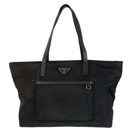 23001
PRADA プラダ テスート 三角ロゴプレート ブラック 黒 シルバー金具 ナイロン / レザー トートバッグ ショルダーバッグ レディース ABP35