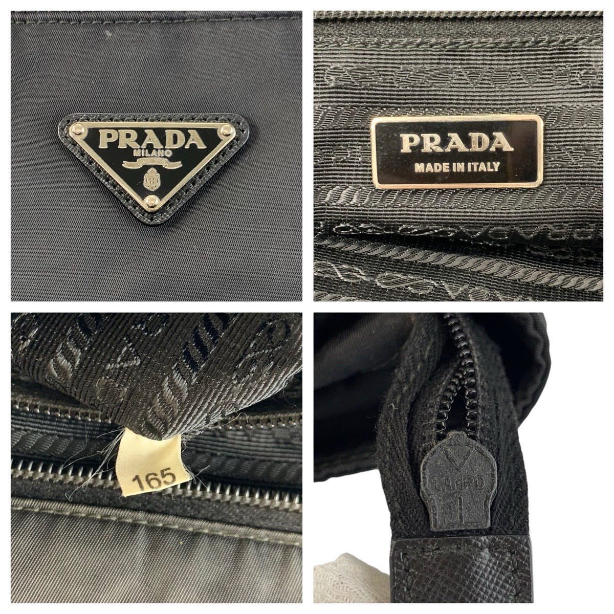 23001
PRADA プラダ テスート 三角ロゴプレート ブラック 黒 シルバー金具 ナイロン / レザー トートバッグ ショルダーバッグ レディース ABP35