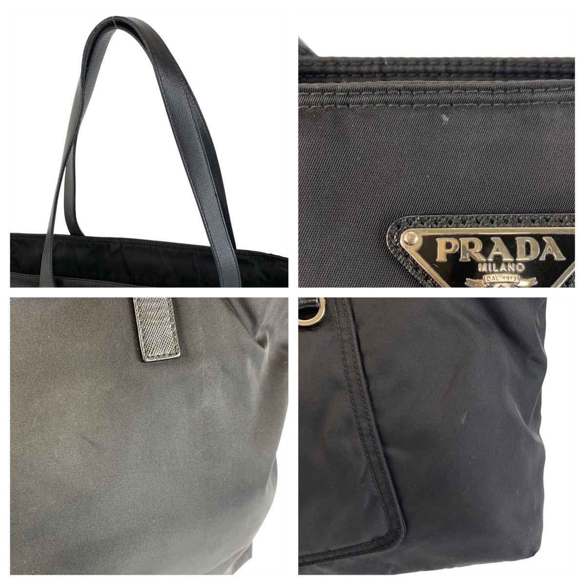 23001
PRADA プラダ テスート 三角ロゴプレート ブラック 黒 シルバー金具 ナイロン / レザー トートバッグ ショルダーバッグ レディース ABP35
