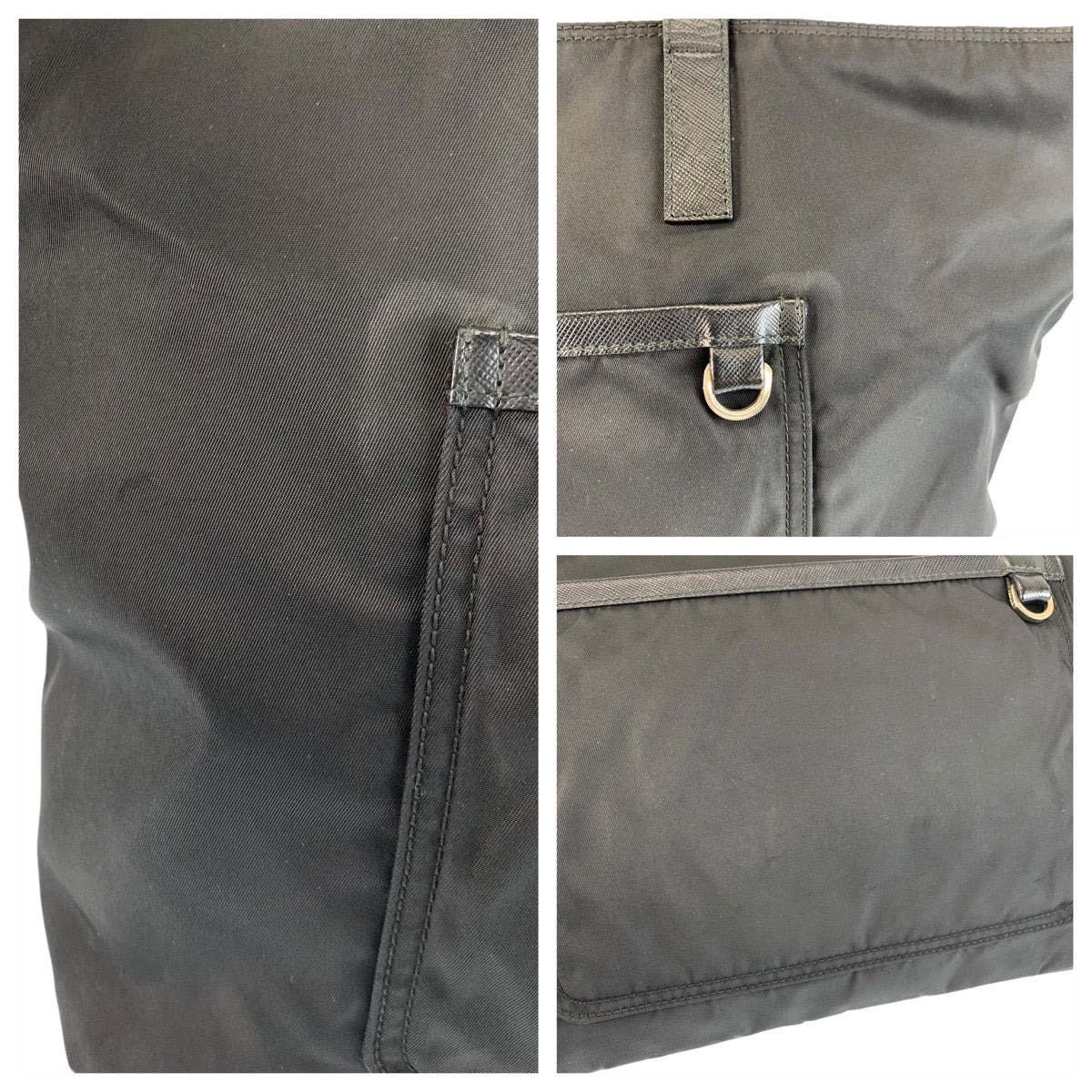 23001
PRADA プラダ テスート 三角ロゴプレート ブラック 黒 シルバー金具 ナイロン / レザー トートバッグ ショルダーバッグ レディース ABP35