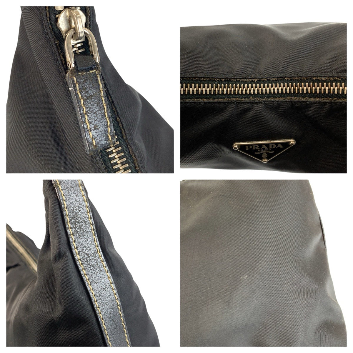 23002
PRADA プラダ テスート 三角ロゴプレート ブラック 黒 シルバー金具 ナイロン ショルダーバッグ レディース AB35