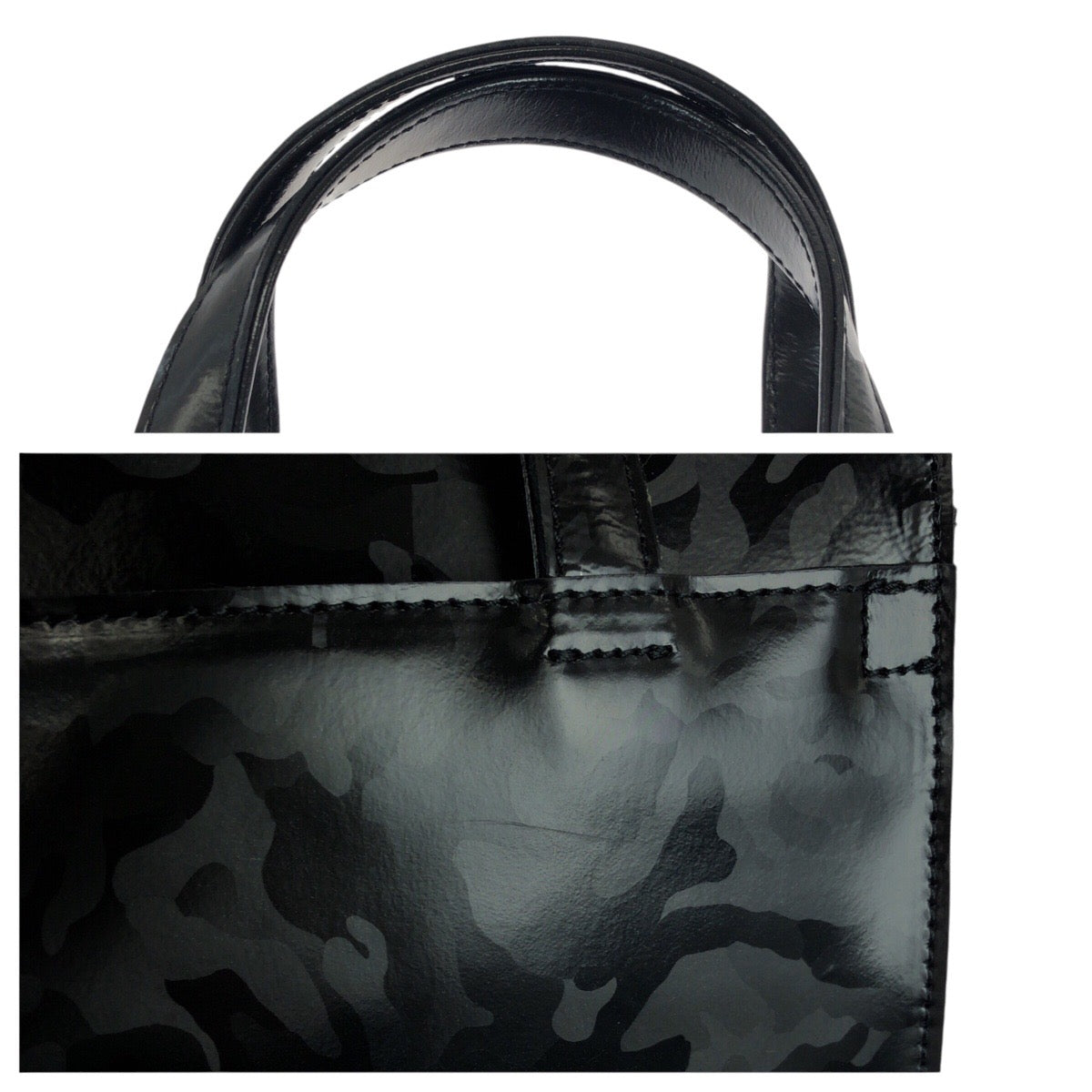 23004
aniary アニアリ カモフラ 迷彩 ブラック 黒 ゴールド金具 シルバー金具 レザー ミニトートバッグ ハンドバッグ レディース ABP10