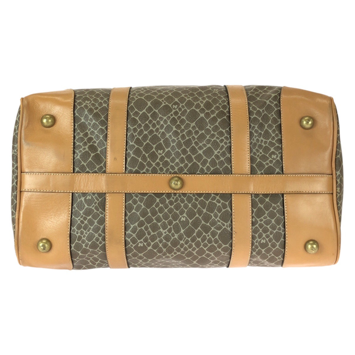 23007
NINA RICCI ニナリッチ ブラウン ゴールド金具 PVC / レザー ボストンバッグ ハンドバッグ レディース AB5