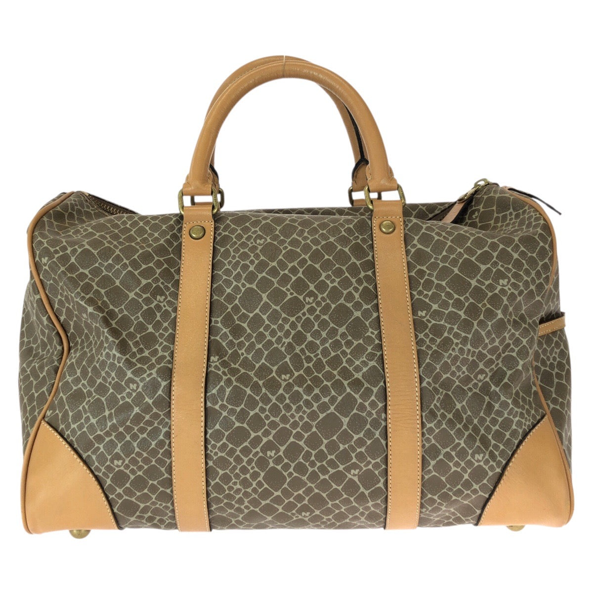 23007
NINA RICCI ニナリッチ ブラウン ゴールド金具 PVC / レザー ボストンバッグ ハンドバッグ レディース AB5