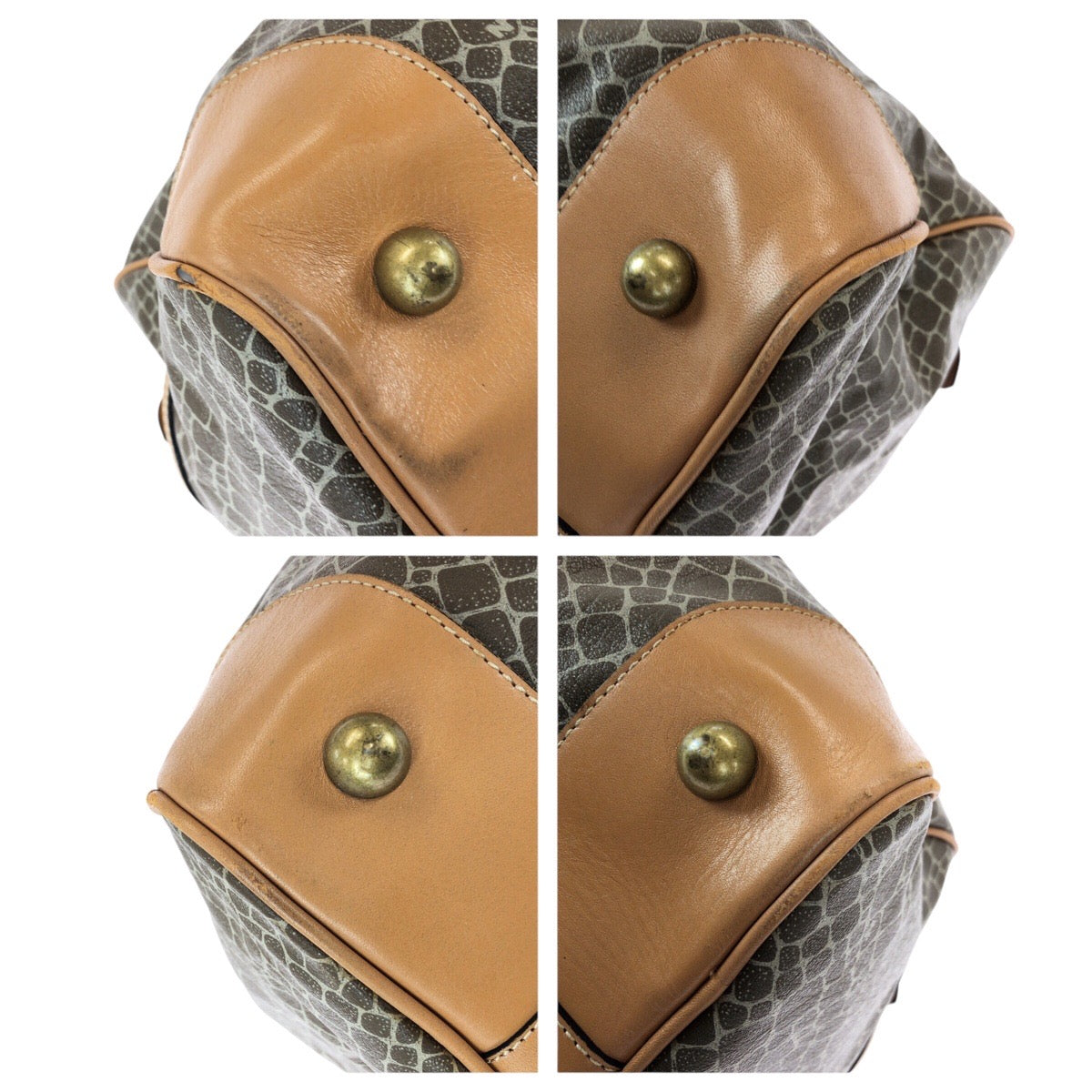 23007
NINA RICCI ニナリッチ ブラウン ゴールド金具 PVC / レザー ボストンバッグ ハンドバッグ レディース AB5