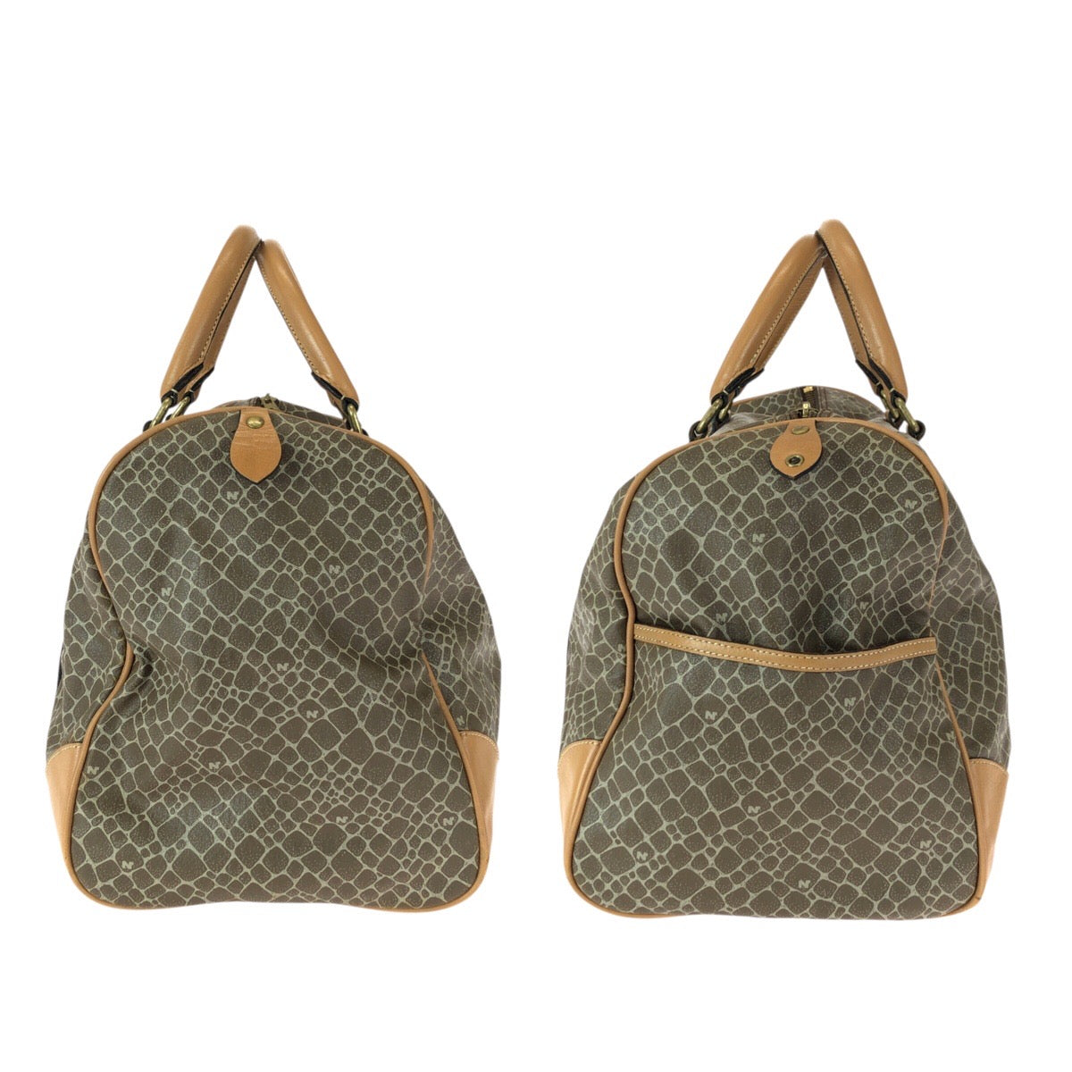 23007
NINA RICCI ニナリッチ ブラウン ゴールド金具 PVC / レザー ボストンバッグ ハンドバッグ レディース AB5