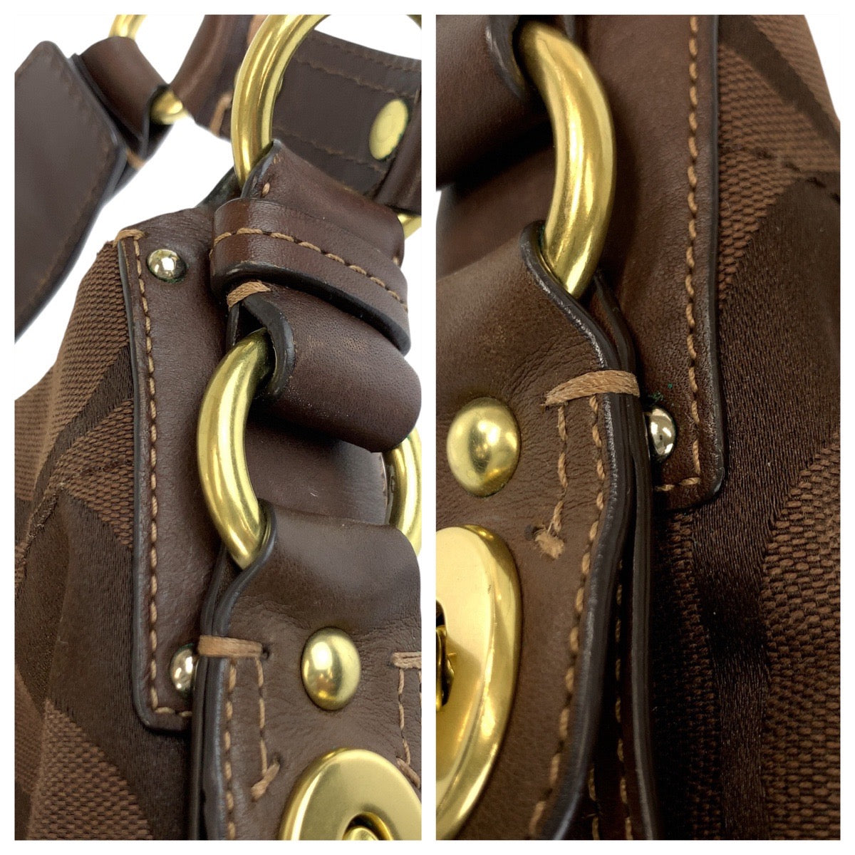 23009
COACH コーチ シグネチャー ブラウン ゴールド金具 キャンバス / レザー 10619 ショルダーバッグ レディース A10