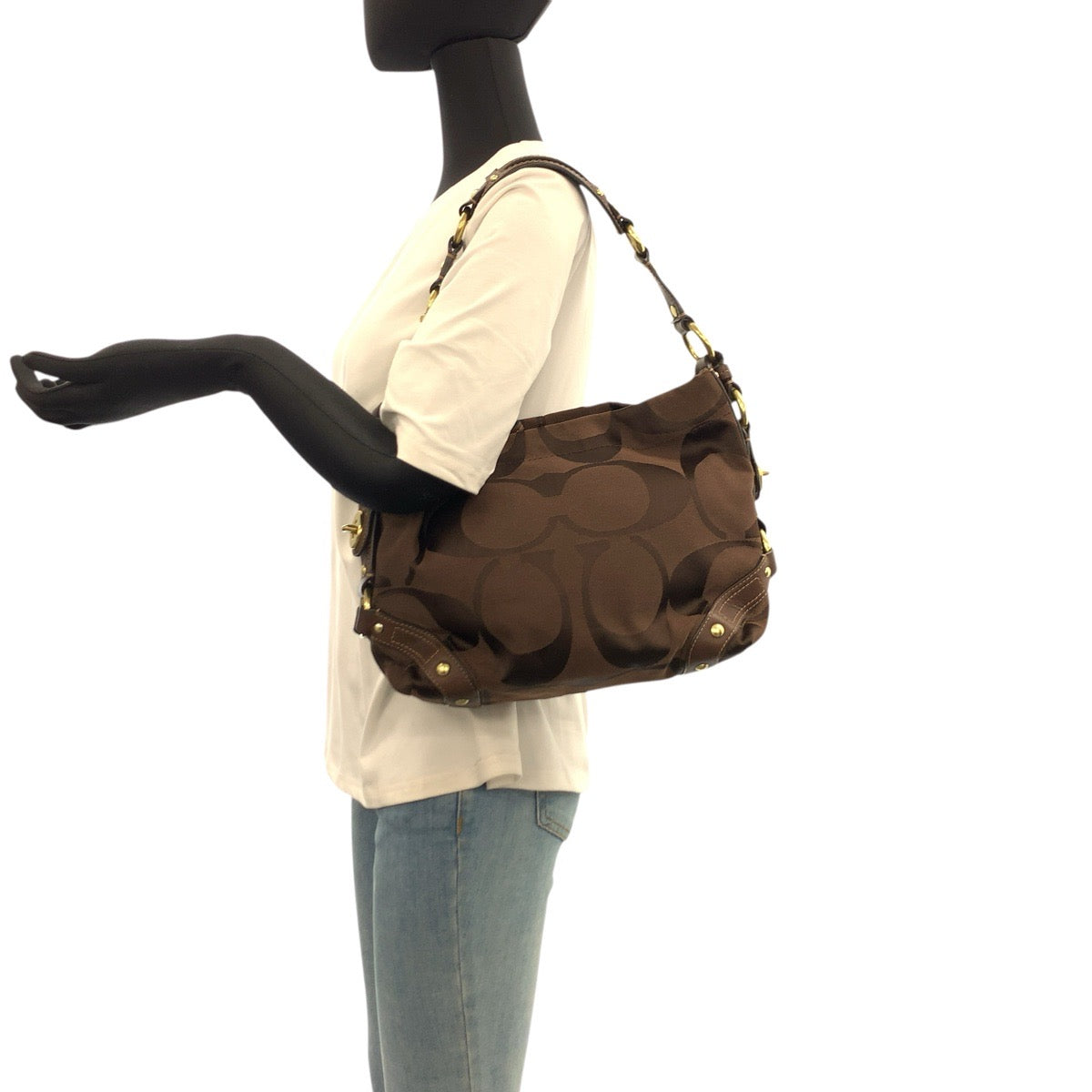 23009
COACH コーチ シグネチャー ブラウン ゴールド金具 キャンバス / レザー 10619 ショルダーバッグ レディース A10