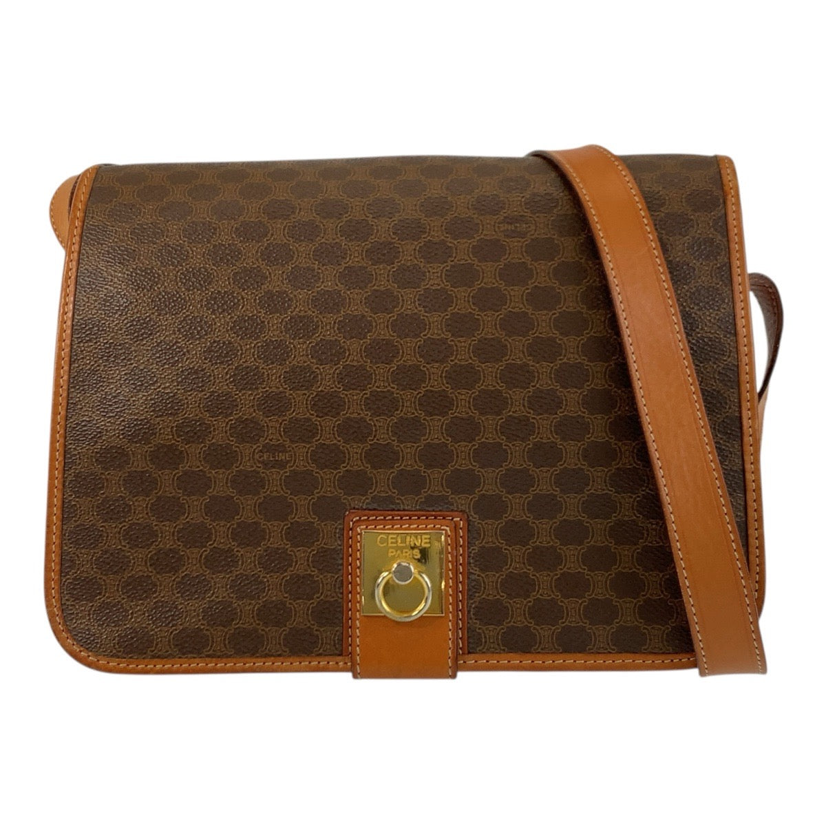 23013
CELINE Macadam Brown Gold Hardware PVC / Leather JMB12 Shoulder Bag Pouch Women's ABP28