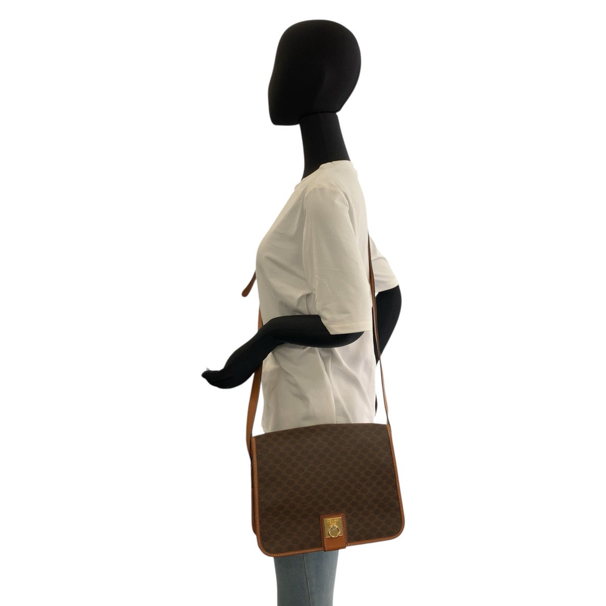 23013
CELINE Macadam Brown Gold Hardware PVC / Leather JMB12 Shoulder Bag Pouch Women's ABP28