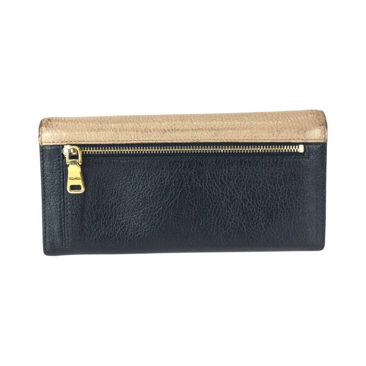 23019
MIUMIU ミュウミュウ バイカラー ベージュ ブラック ゴールド金具 レザー 長財布 ロングウォレット レディース B8